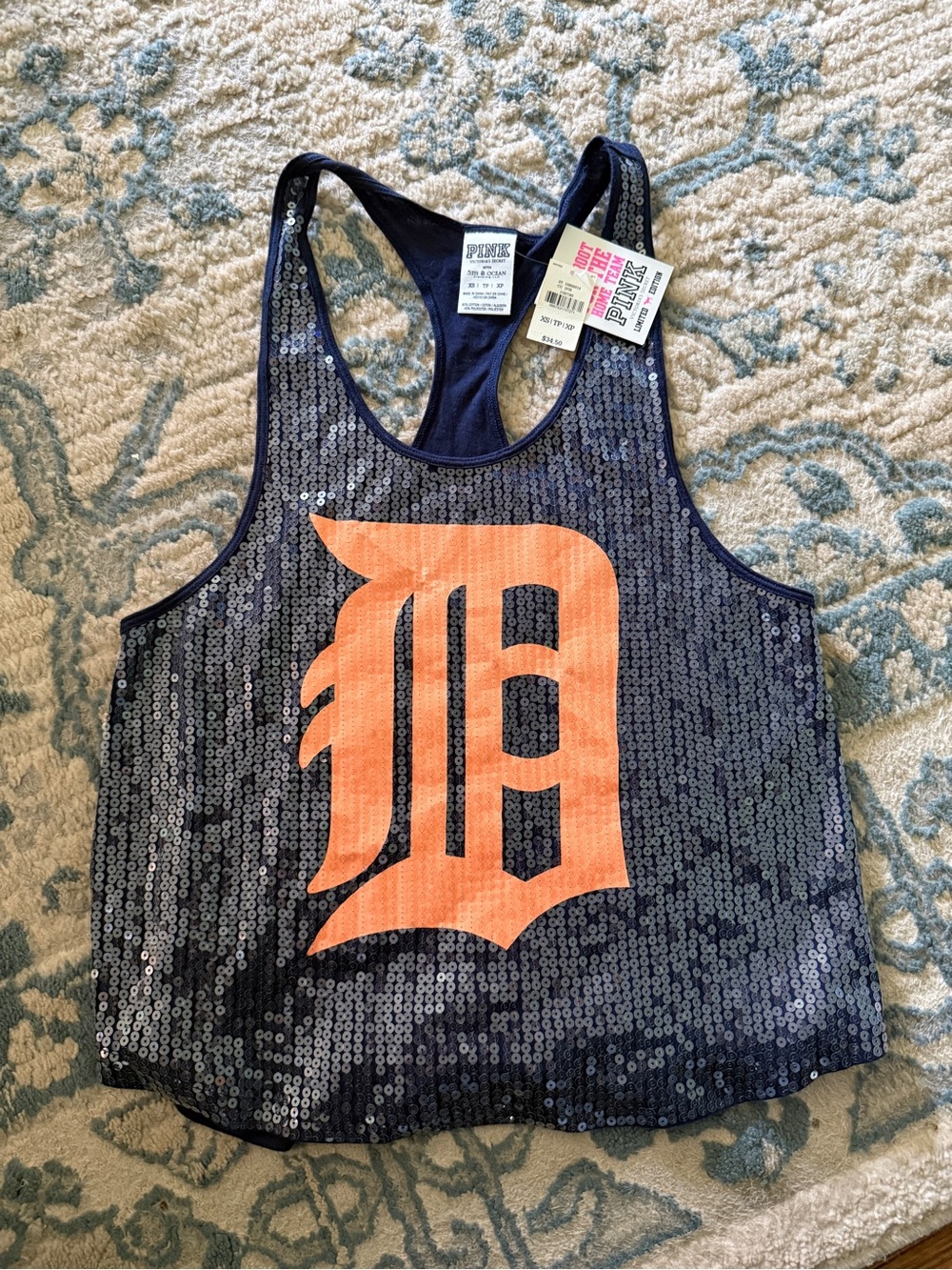 PINK Detroit Tigers sequin tank